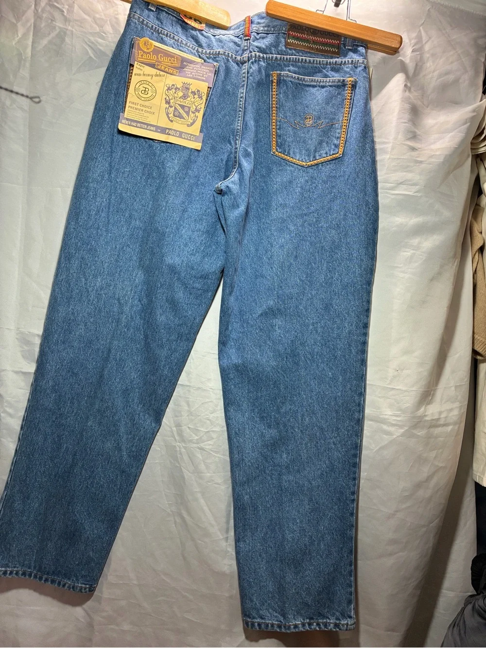 Relaxed Light Blue Men's Jeans with Embroidered Pocket Detail
